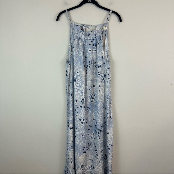World Market | Blue Patterned Sleeveless Ruffle Bottom Midi Dress Size S/M NWT - Picture 1 of 7